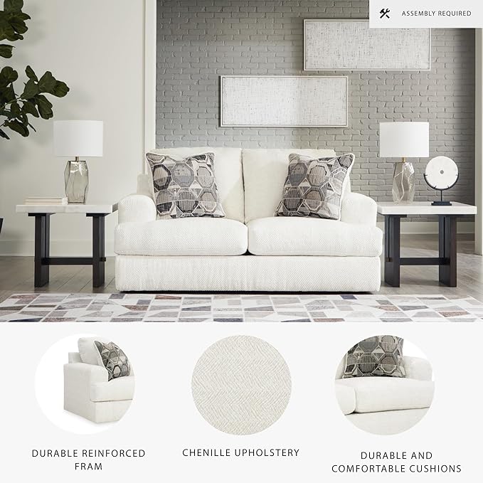 Signature Design by Ashley Karinne Coastal Loveseat with Non-skid Legs White