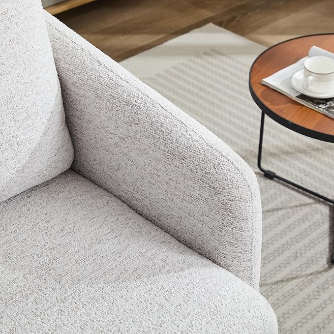31.5 W Swivel Accent Chair and Comfy Round Accent Single Sofa Chair 360 Degree Club Chair Lounge Armchair for Living RoomBedroom.Nursery.Beige Chenille
