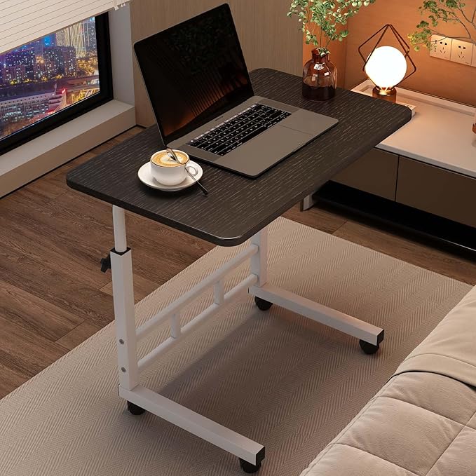 Garvee Standing Desk Adjustable Height Small Standing Desk with Wheels Mobile Portable Rolling Laptop PC Table Adjustable Height Computer Workstation for Home Office Study Bedroom Black
