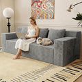71 Love Seat Couches Corduroy Boneless Loveseat with Deep Seats 2 Seat Couch Apartment Size Couch with 3 Pillows&ampSide Pockets for Bedroom Office No Assembly Required Light Gray
