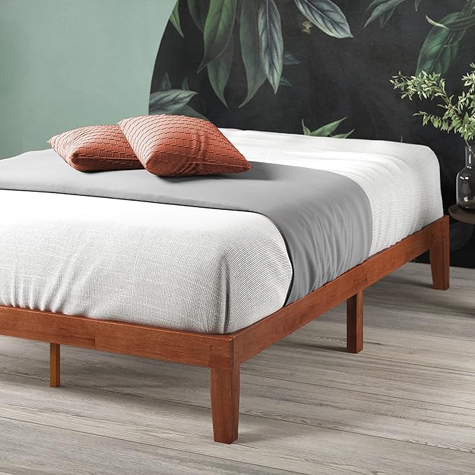 Zinus Wen Wood Platform Bed Frame/Solid Wood Foundation/Wood Slat Support/No Box Spring Needed/Easy Assembly Queen