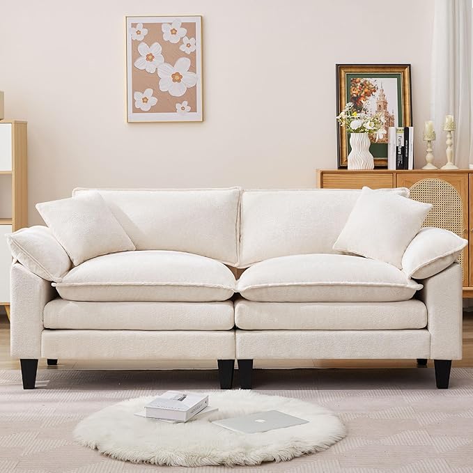 83 Loveseat SofaCloud Couch for Living RoomComfy Love Seat with Double Cushion2 PillowsRemovable Cover for Bedroom Apartment and Office