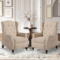 Wingback Recliner Chair with Massage and Heat Tufted Fabric Push Back Arm Chair Recliner Chair for Living Room Bedroom Home Theater (2Beige)