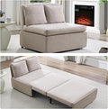 BALUS 43 Width Twin Pull Out Sofa Bed Sleeper Couch with Pullout Beds Convertible 2 in 1 Linen Sleepers Sofas Armless Chair with Pillows and 3.9 Mattress for Small Space Apartment Loft Beige