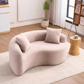 66.9'' Modular Sectional Loveseat Chenille Upholstered Boneless Curved Loveseat with Deep SeatCombination Round Sofa for Coffee Shop Game Room Office (Beige 66.9 Inch)