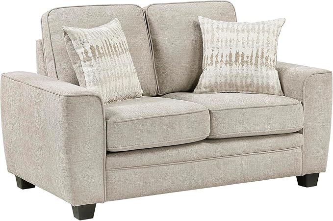 Lexicon Chenille Upholstered Loveseat Sofa with 2 Pillows Removable Cushion Covers Track Arms Reversible Back and Seat Cushions Comfy Love Seat Couches for Living Room/Office/Bedroom Taupe