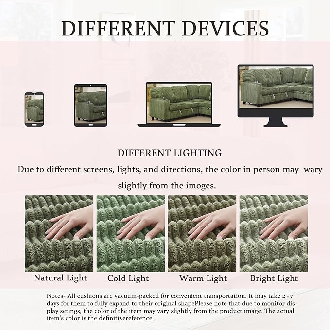 81 Convertible L Shaped Sleeper Sofa Couch with Pull Out Sofa Bed Sleeper Bed with Oversized Storage USB Ports &amp Cup Holder Sectional Couches for Living Room Green Corduroy