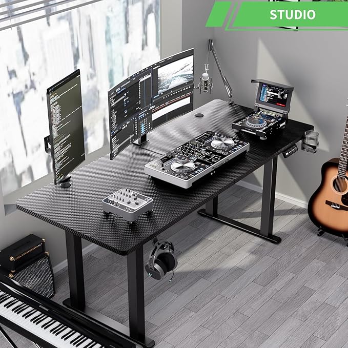 X-Win Electric Height Adjustable Standing Desk 71 x 29.5 4-Leg Ergonomic Sit to Stand for Home Office Powerful Dual Motor Work Surface Carbon Fiber Textured Black