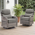 Rilyson Outdoor Swivel Rocker Chairs - All Weather Resistant Wicker Patio Furniture Set of 2 with High Back and 6 inch Thick Cushions for Deck Porch Yard and Poolside Mixed Grey/Grey