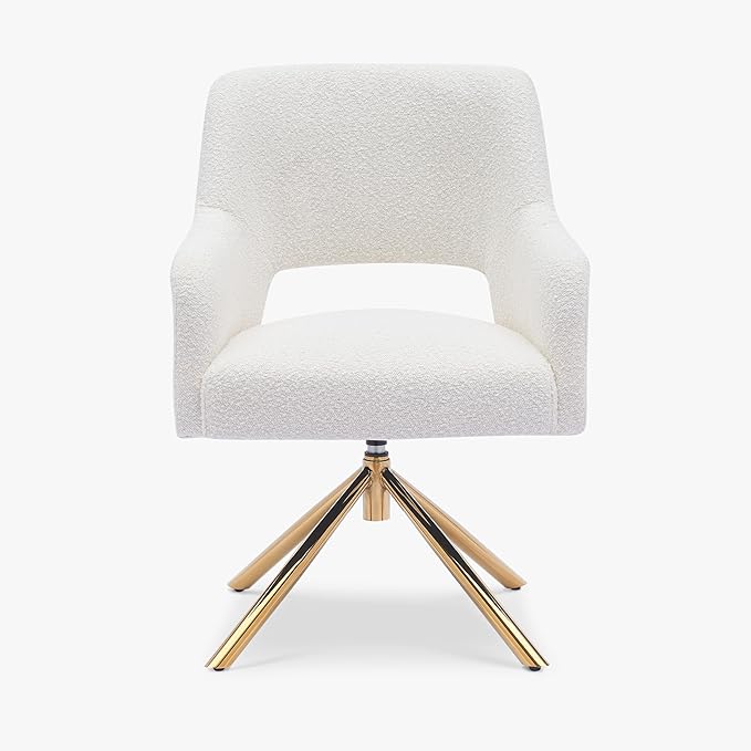 WestinTrends Genevieve Mid-Century Modern Wide Boucle Swivel Accent Arm Chair Cream