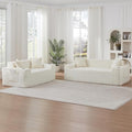Boneless Sofa Couches with Cup Holder for Compact Living Rooms Apartments (Beige White Loveseat + 3 Seat Sofa) | No Assembly Required 2-Seater Sofa mini couch cup holder boneless loveseat side