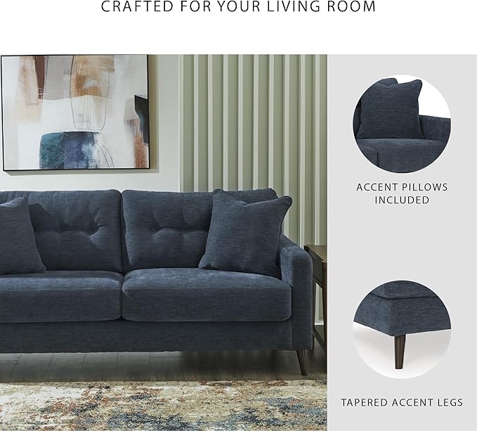 Signature Design by Ashley Bixler Classic Tufted Sofa with Removable Cushions Blue