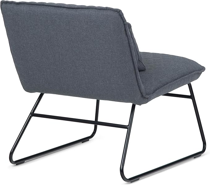 SIMPLIHOME Burke 25 inch Wide Modern Accent chair with Lumbar Pillow in Grey Linen Look Fabric for the living and family room