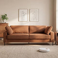 84.3 Modern Loveseat Sofa Comfy Couches with Spring Cushion Solid with Wood Frame 2 Pillows Included Mid Century Modern Design Home Sofa for Living Room Rust