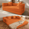 5‑in‑1 Futon Sofa Bed Queen–Floor Foldable Convertible Sofa Couch with L‑Shaped Armrests Removable Cover Orange Convertible Guest Bed | Space‑Saving Fold‑Out Mattress Lounge for Living Room/Bedroom