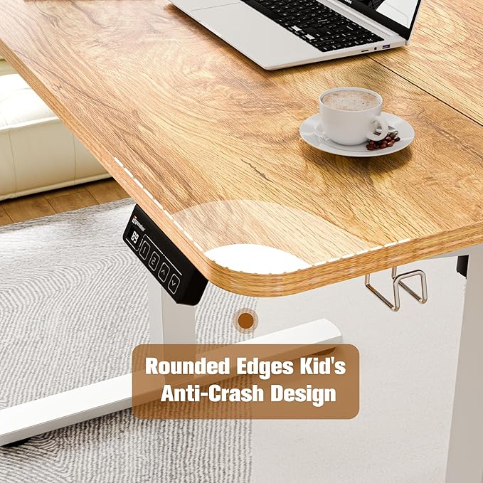 ERGOMAKER 35 Electric Standing Desk Adjustable Height Sit Stand Up Desk for Home Office &amp Computer Workstations Memory Controller Light Rustic Brown