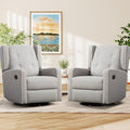 CANMOV Swivel Rocker Recliner Chair Set of 2 Nursery Glider Chair Nursery Rocking Chairs Manual Reclining Chair Grey