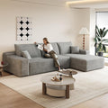 107.5 L-Shaped Sectional Modern Boneless Corduroy Couch with Chaise-No Assembly Required! Deep-Seat Upholstered Modular Cloud Sofa for Living Room Plush Corduroy Fabric (GreyRight Facing Chaise)