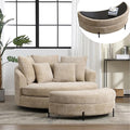Chifee &amp Vingol 59.8 W Oversized Accent Barrel Chair Large Round Chair with Ottoman &amp Movable WheelsWheat