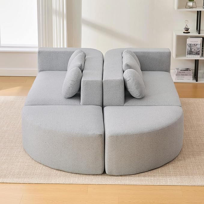 Boneless Couch Modular Sectional Sofa 114.9 Free-Combined Sofa Couch Sofa Bed Compression Sofa with Deep Seating and Curved Design for Living Room (Grey#20)