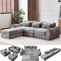 105” Modular Sectional Sofa Convertible Sofa BedTransforms into Single or Double Sofa Chenille Fabric Cloud SofaModern Soft Boneless Comfort No Assembly Required Grey