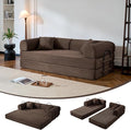 Compressed Sofa Convertible Sofa Bed Corduroy Compression Boneless Couch with Pillow Comfy Modular Foldable Floor Sleeper Sofa for Bedroom Living Room Lounge Studio (Brown)