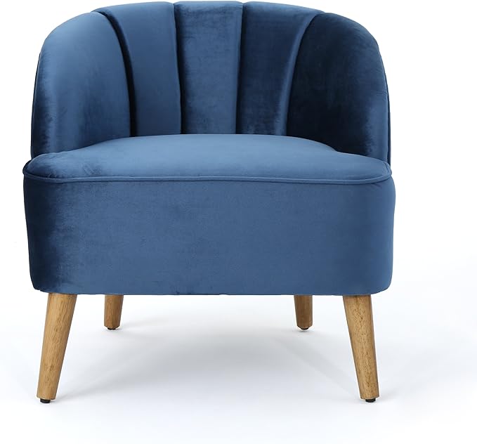 Christopher Knight Home Amaia Modern Velvet Club Chair Cobalt / Walnut