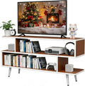 Lightdot TV Stand for TVs up to 45'' Modern Entertainment Center with 3 Storage Open Large Capacity for Collection Media Console Table for Living Room/Entrance/Sofa CabinetEasy Assembly-Red Walnut