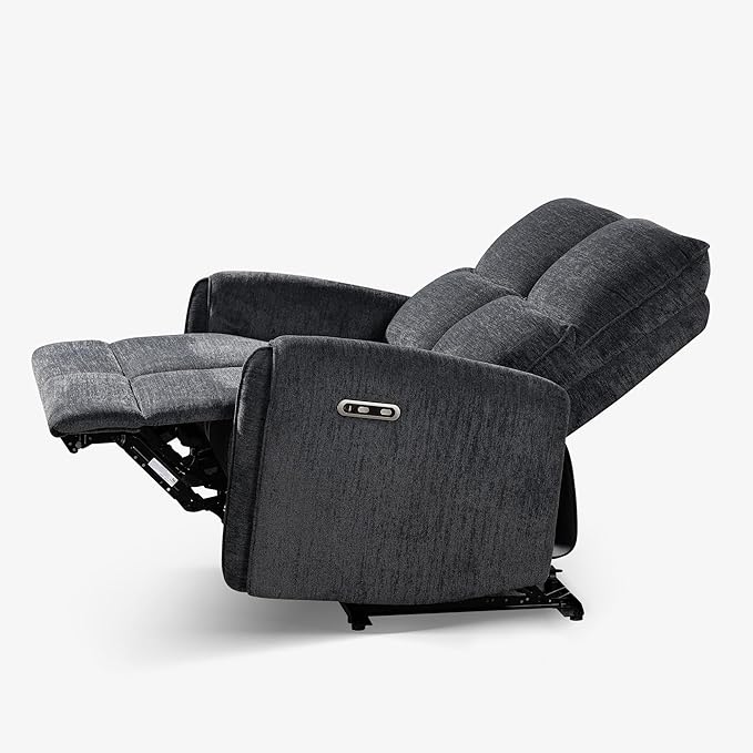 53.5 Zero Wall Hugger Power Reclining Loveseat Sofa with USB &amp Type-C Ports Electric Recliner Loveseat with Lumbar Pillows Small Space Wall Hugger Reclining Couch for Living Room &amp RV (Dark