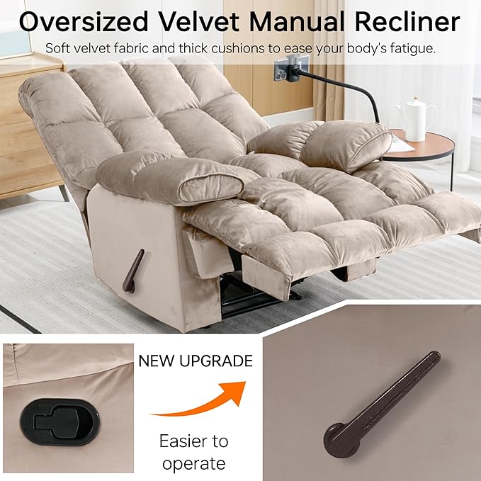 Oversized Recliner Chair Big Mans Recliner Chairs for Adults 400lbs Wide Recliners for Tall Man Large Recliner Chair for Living Room(Cream)