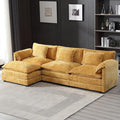 kevinplus 112'' Sectional Sofa Couch with Convertible Ottoman for Living Room Modern Contemporary 3-Seat L-Shape Sofa Couch for Apartment Home Office Thick Cushion &amp Boucle Fabric Yellow