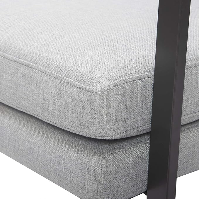 Tommy Hilfiger Russell AccentChair Medium-Soft Pillow Back Mid-Century Modern &amp Industrial Armchair Comfortable LoungeChair for Living Room Bedroom or Office Gray Square Metal Frame in Light