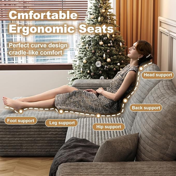 108 Sectional Couches for Living Room Modern Modular Sofa with L-Shape Couch Upholstered Boneless Sofa Deep Seat Sectional Couch with Chaise (Camel Left Facing Chaise+2Seaters)