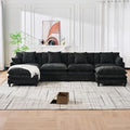 Eafurn 141 Oversized Modular Sectional Sofa with Movable Ottoman 6 Seater Modern Chenille Reversible Sofa Set Large Convertible U Shaped Couch for Living Room Apartment