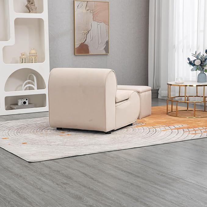 House Hold Accent Chair with Ottoman Cushioned deep seat no armrest Accent Single Lazy Chair for Living Room
