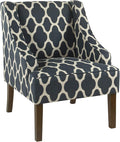 Homepop Home Decor | Upholstered Classic Swoop Arm Accent Chair | Accent Chairs for Living Room &amp Bedroom | Decorative Home Furniture Dark Navy Geometric