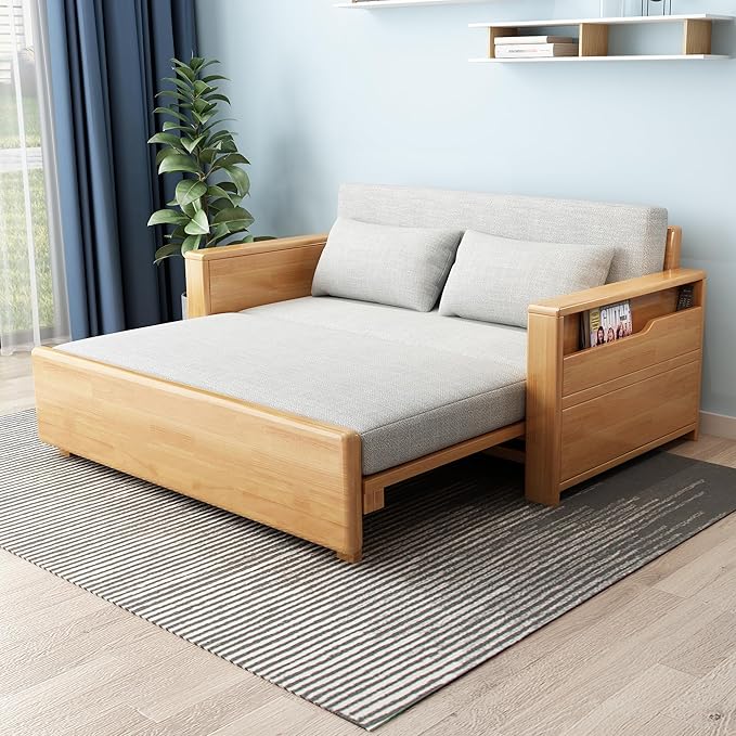 70.8Queen Convertible Sofa SleeperGrey cushion Sectional Sleeper Sofa with Reversible ChaiseSolid wood Sofa Bed 3 in 1 Pull Out Couch Bed for Living RoomApartmentBedroomand Office with Storage |