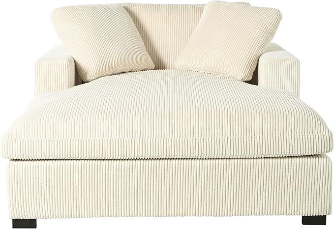 43.3 W Oversized Chaise Lounge Chair Modern Comfy Sofa Deep Seat Couch Durable Frame with Solid Wood Legs Comfy Reclining Sleeper Chair for Living RoomOffice (Beige233)