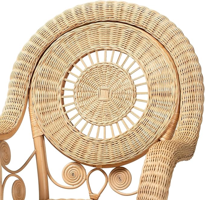 Baxton Studio Putri Modern Bohemian Natural Rattan Arm Chair