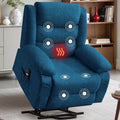 Oversized Power Lift Recliner for Elderly Extra Wide Electric Recliner Chairs with Massage and Heat Reclining Chair with Side Pockets Recliner for Living Room (Imitation Cashmere Blue)