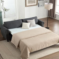 TTK 80.7 Queen Sized Pull Out Sofa Bed 2-in-1 Convertible Sleeper Couch with Memory Foam Mattress &amp Solid Wood Frame for Living Room Apartment &amp Small Spaces Gray