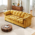 3-Seater Couch 94.8 inch Oversized Modern Comfy Tufted Chenille Fabric Cloud Fluffy Foam Deep Seat Soft Loveseat Sofa Couch for Living Room Bedroom Office Yellow