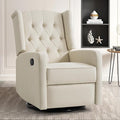 360 Swivel Rocker Recliner Chair for Adults Nursery Chair for Small Spaces Living Room Upholstered Fabric Glider Recliner Lvory