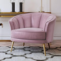 Modern Velvet Accent Barrel Chair Leisure Accent Chair Living Room Upholstered Armchair Vanity Chair for Bedroom Meeting Room Pink