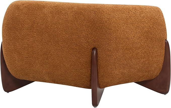 Christopher Knight Home Holly Modern Boucle Fabric Upholstered Club Chair for Living Room Home Office Apartment Relaxing Chair with Removable Cushion and Birch Wood Legs Caramel Brown + Walnut