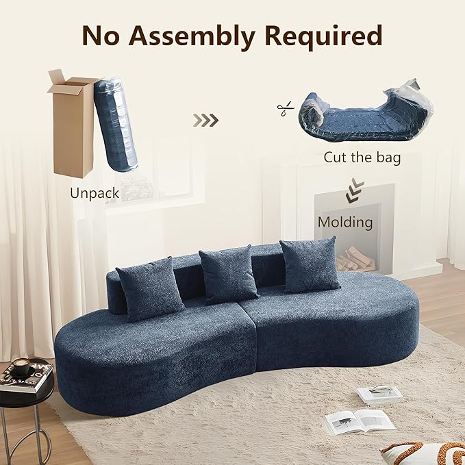 109 Modern Curved Sofa Raindrop Velvet Fabric 5 Seater Curved Shaped Sectional Couch for Living Room Bedroom Office No Assembly