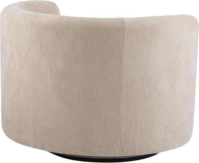 Christopher Knight Home Tanzy 360-Degree Swivel Barrel Chair Upholstered Lounge Chair Indoor Comfy Armchair with Lumbar Pillow for Living Room Thick Cushion Metal Base and Wood Frame Khaki
