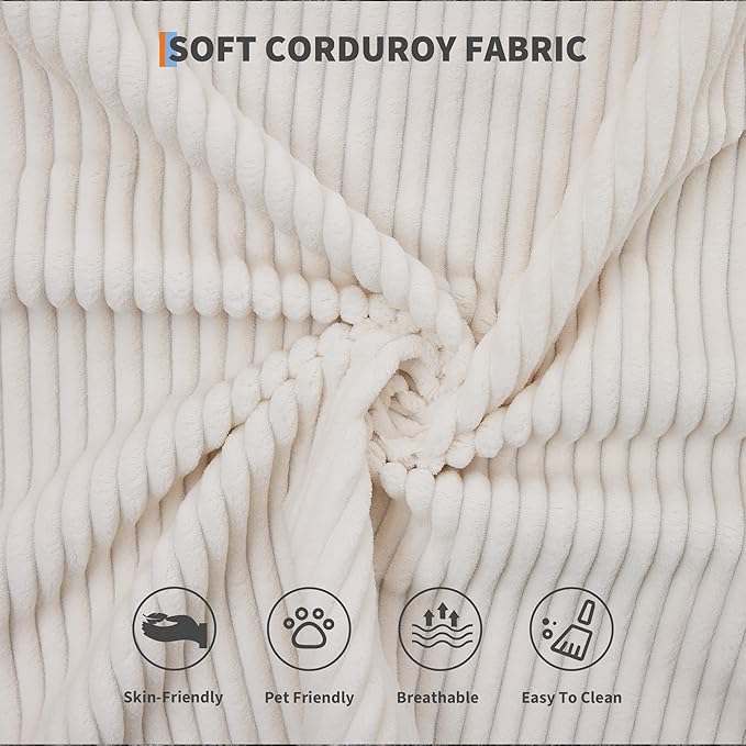 IDEALHOUSE 4 in 1 Convertible Sleeper Sofa Bed Couch 79 Inch Boneless Corduroy Floor Couch with Pillows No Assembly Modern Deep Seat Sofa Futon Mattress for Living RoomApartmentBeige