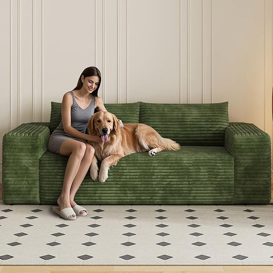 78.8 Loveseat Sofa Boneless Loveseats for Living Room Apartment Size Couch No Assembly Required Corduroy Love Seat for Small Spaces Bedroom Apartment Office Green