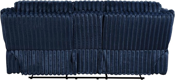Lexicon Goodland Corduroy Double Reclining Love Seat with Center Console in Blue